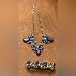 ♥️ Blue and Gold necklace and bracelet-costume jewelry